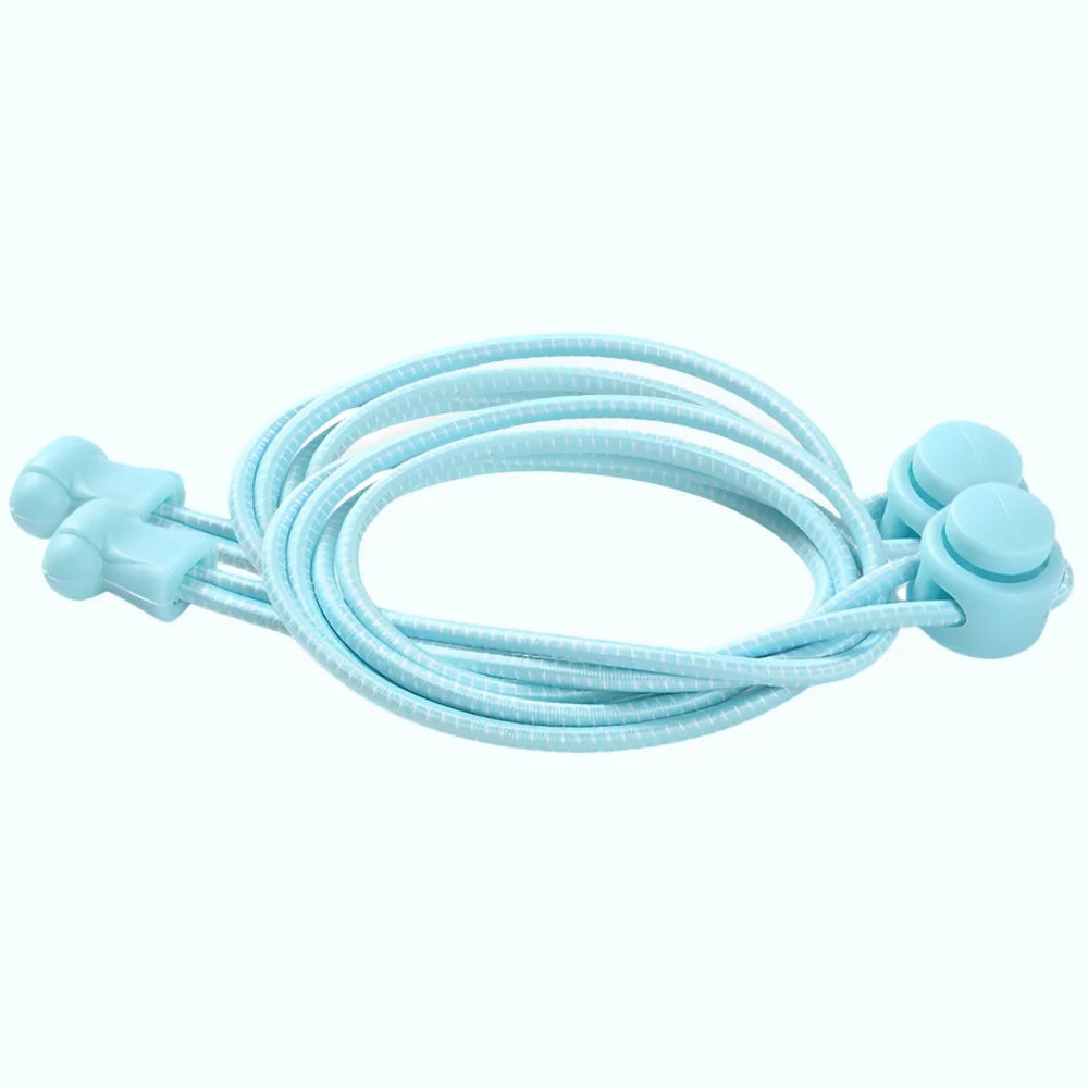 Lacet élastique autobloquant bicolore bleu clair et blanc