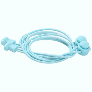 Lacet élastique autobloquant bicolore bleu clair et blanc