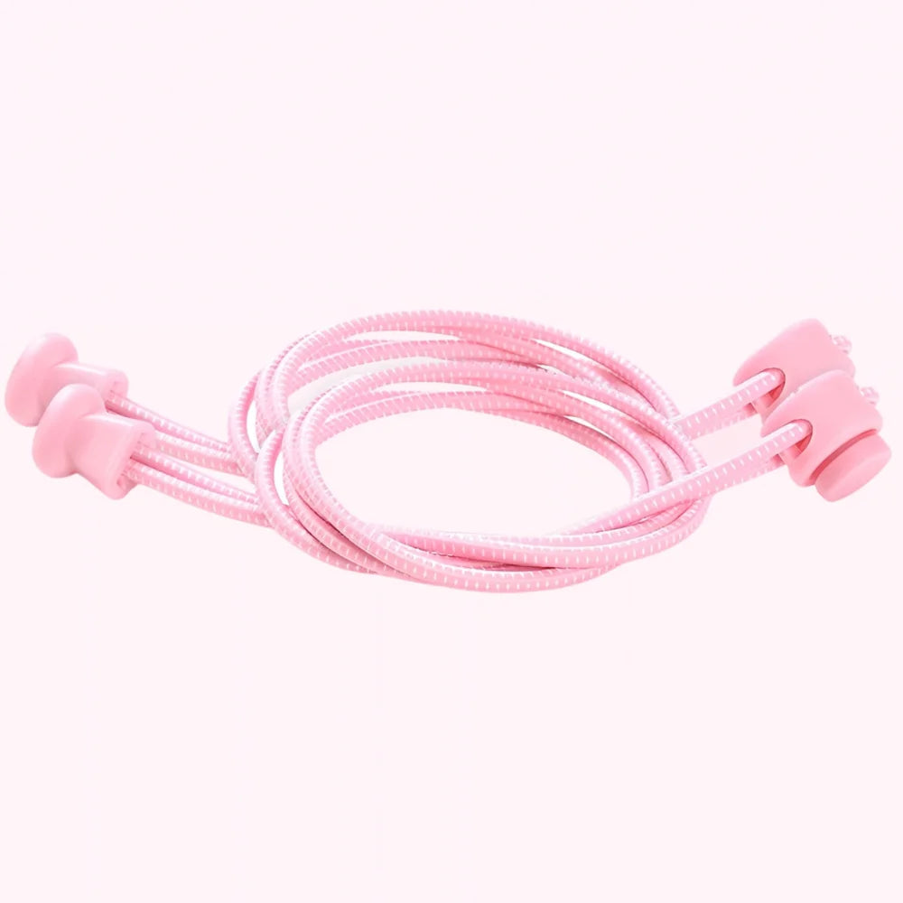 Lacet élastique autobloquant bicolore rose clair et blanc