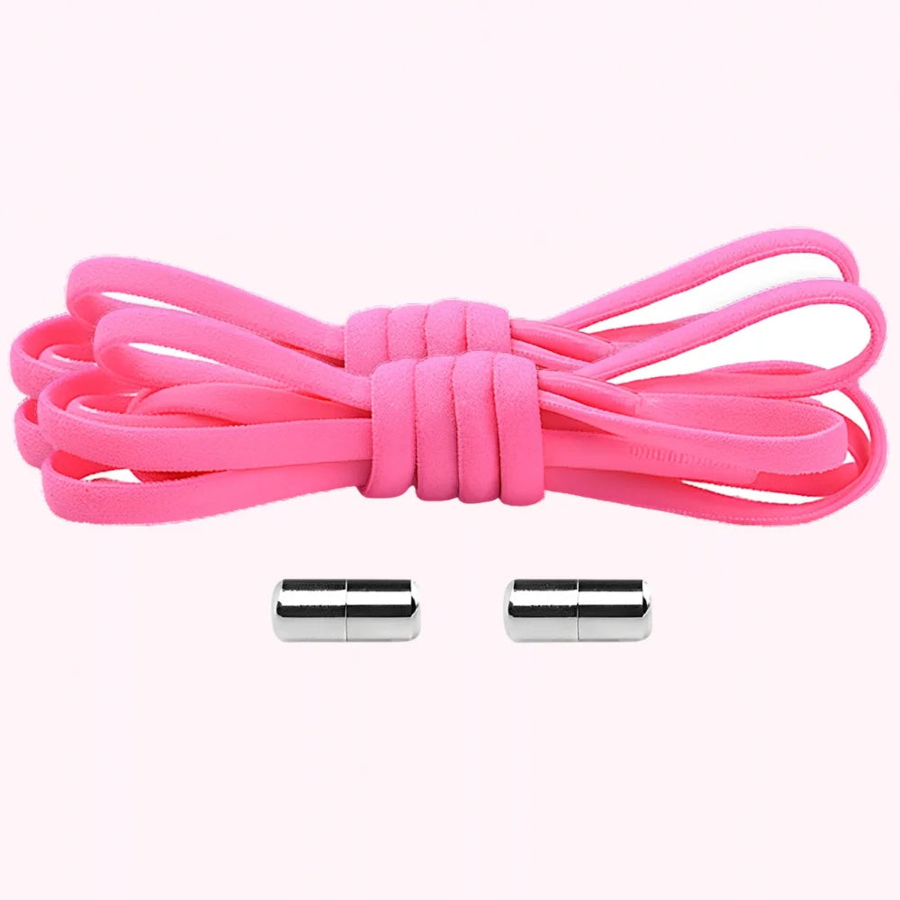 Lacet élastique avec embout à visser rose fluo