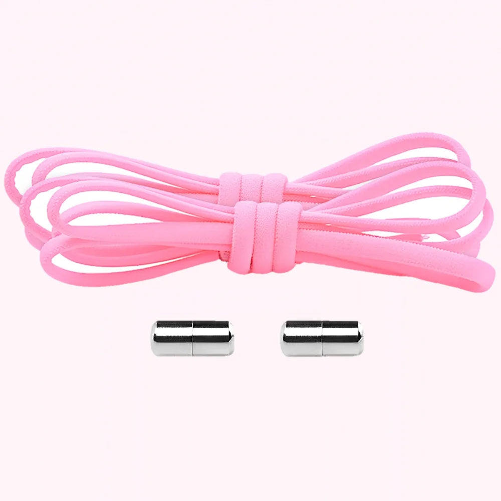 Lacet élastique avec embout à visser rose