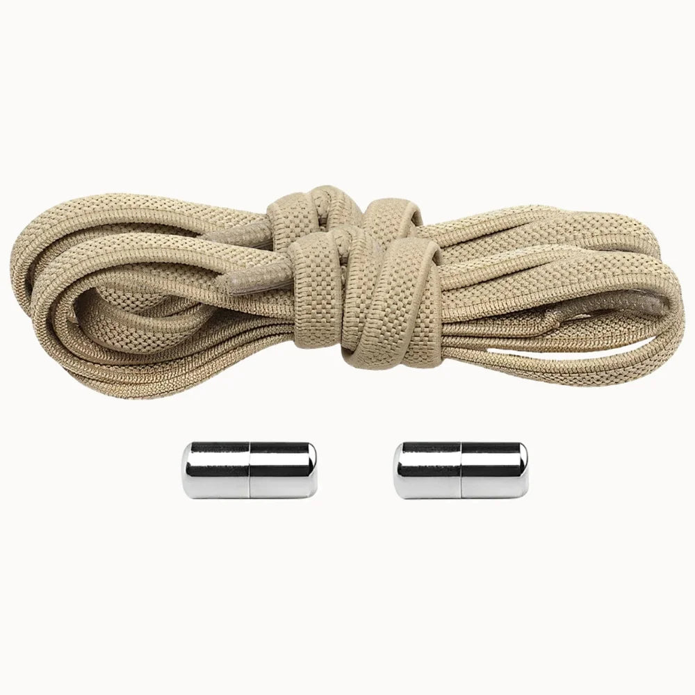 Lacet élastique plat avec embout à visser beige