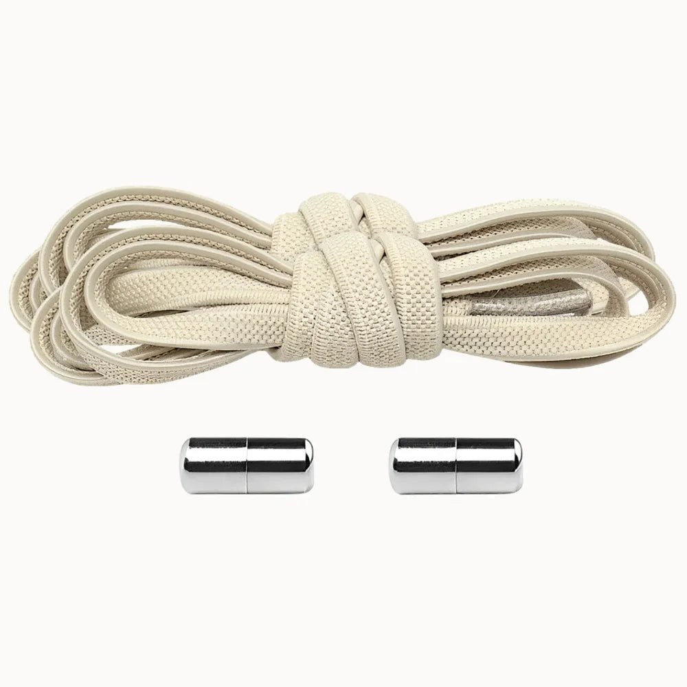 Lacet élastique plat avec embout à visser blanc cassé