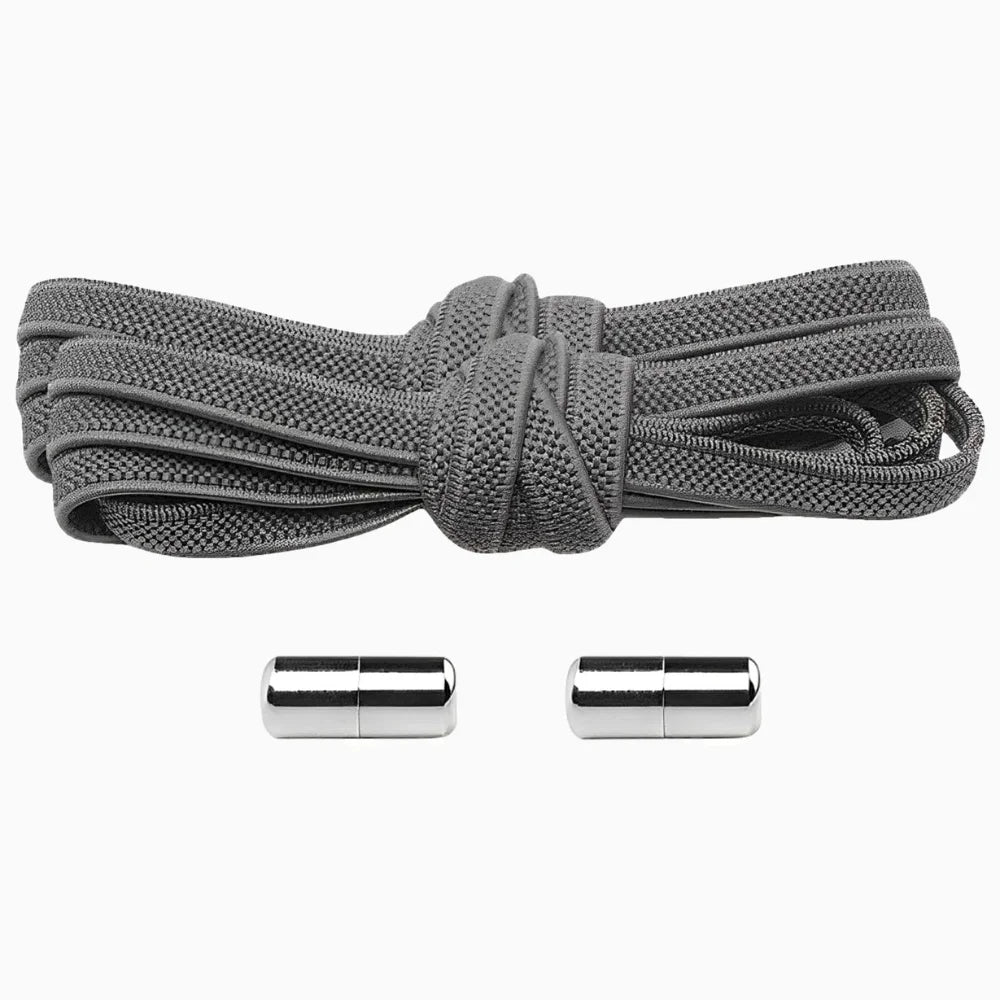 Lacet élastique plat avec embout à visser gris foncé