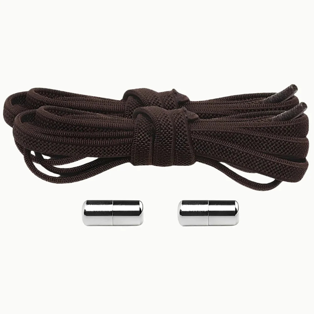 Lacet élastique plat avec embout à visser marron