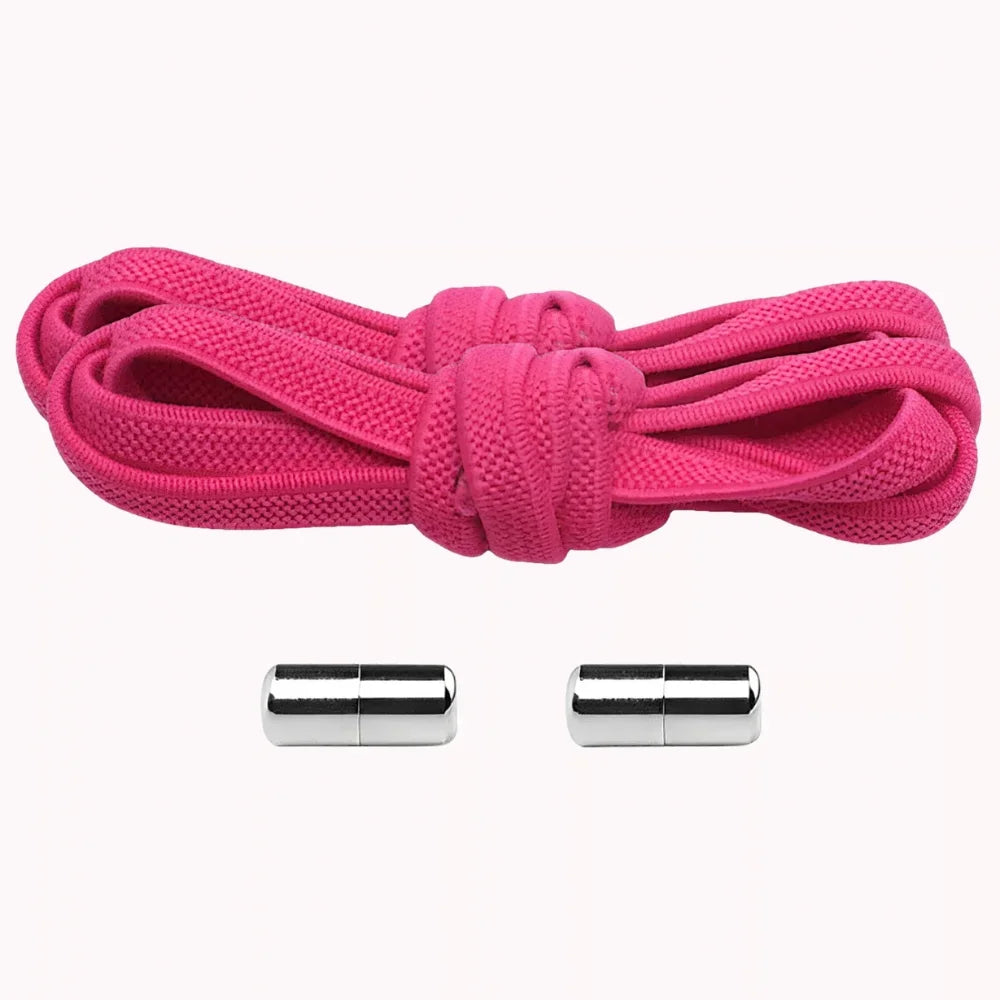 Lacet élastique plat avec embout à visser rose fluo