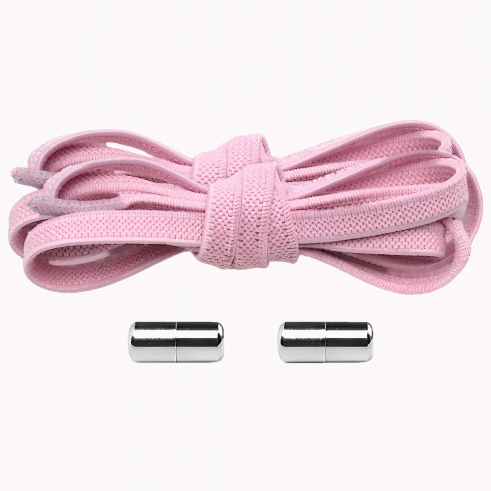 Lacet élastique plat avec embout à visser rose
