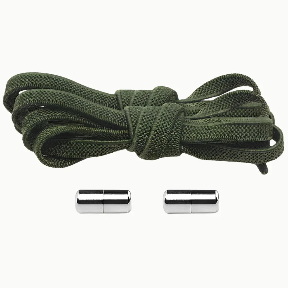 Lacet élastique plat avec embout à visser vert armée