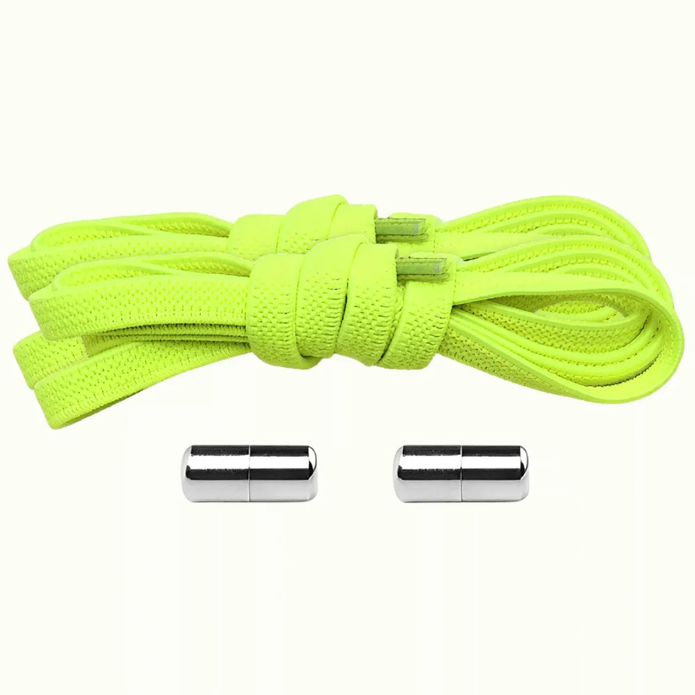 Lacet élastique plat avec embout à visser vert fluo