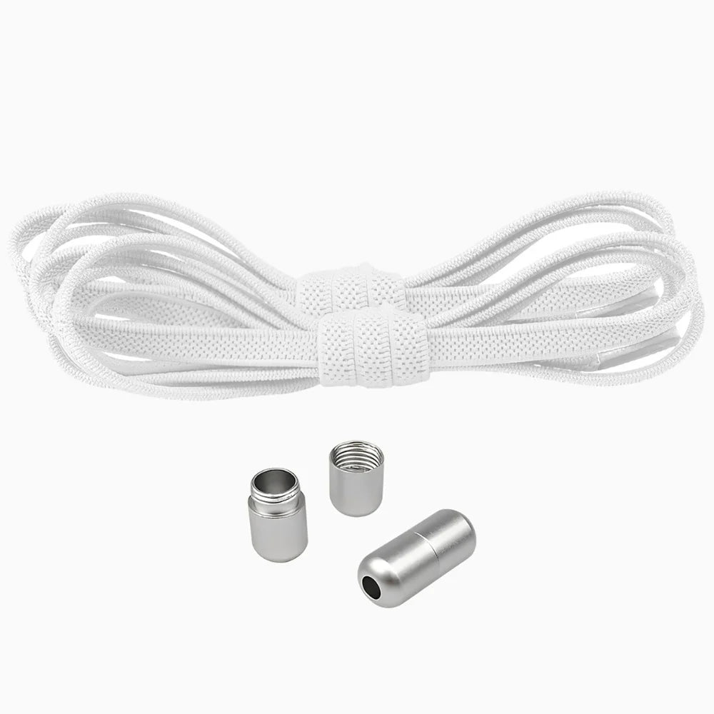 Lacet élastique plat avec embout coloré à visser blanc
