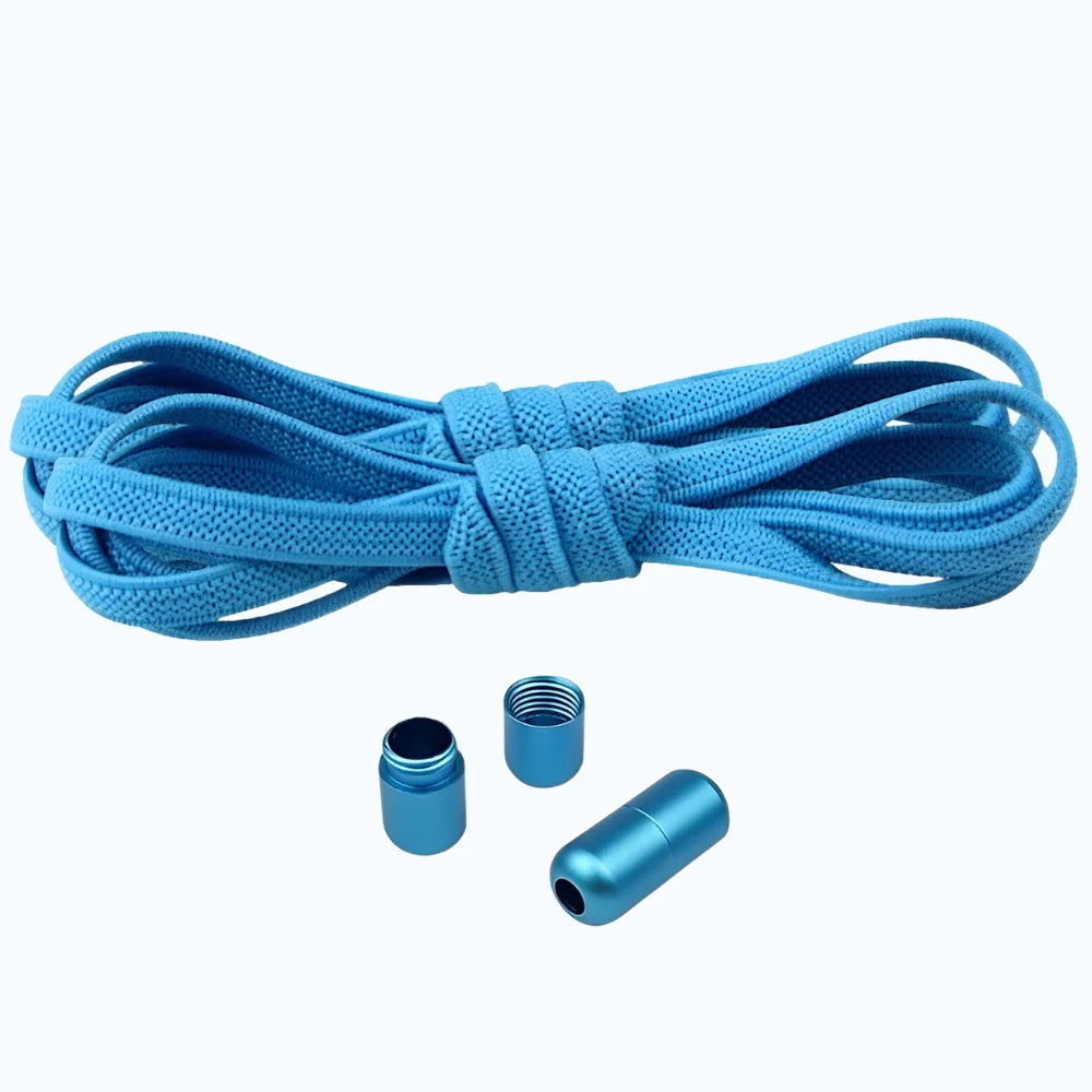 Lacet élastique plat avec embout coloré à visser bleu clair
