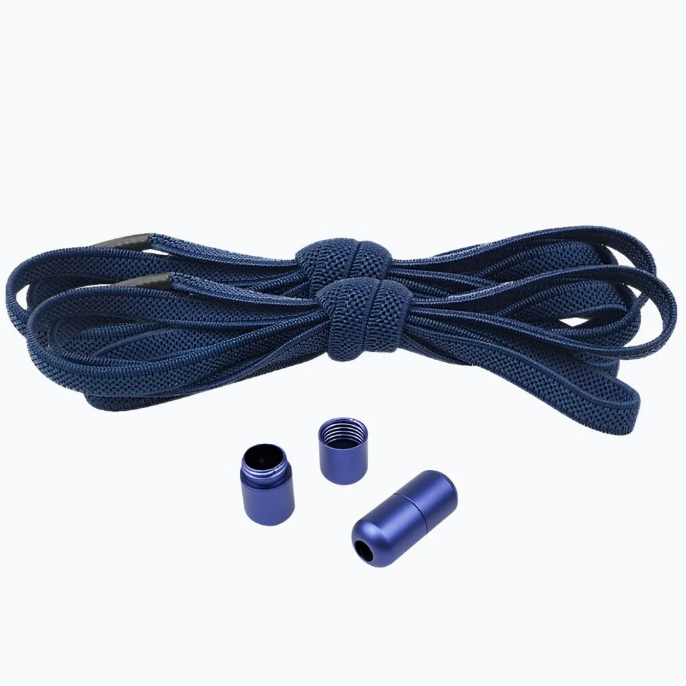 Lacet élastique plat avec embout coloré à visser bleu marine