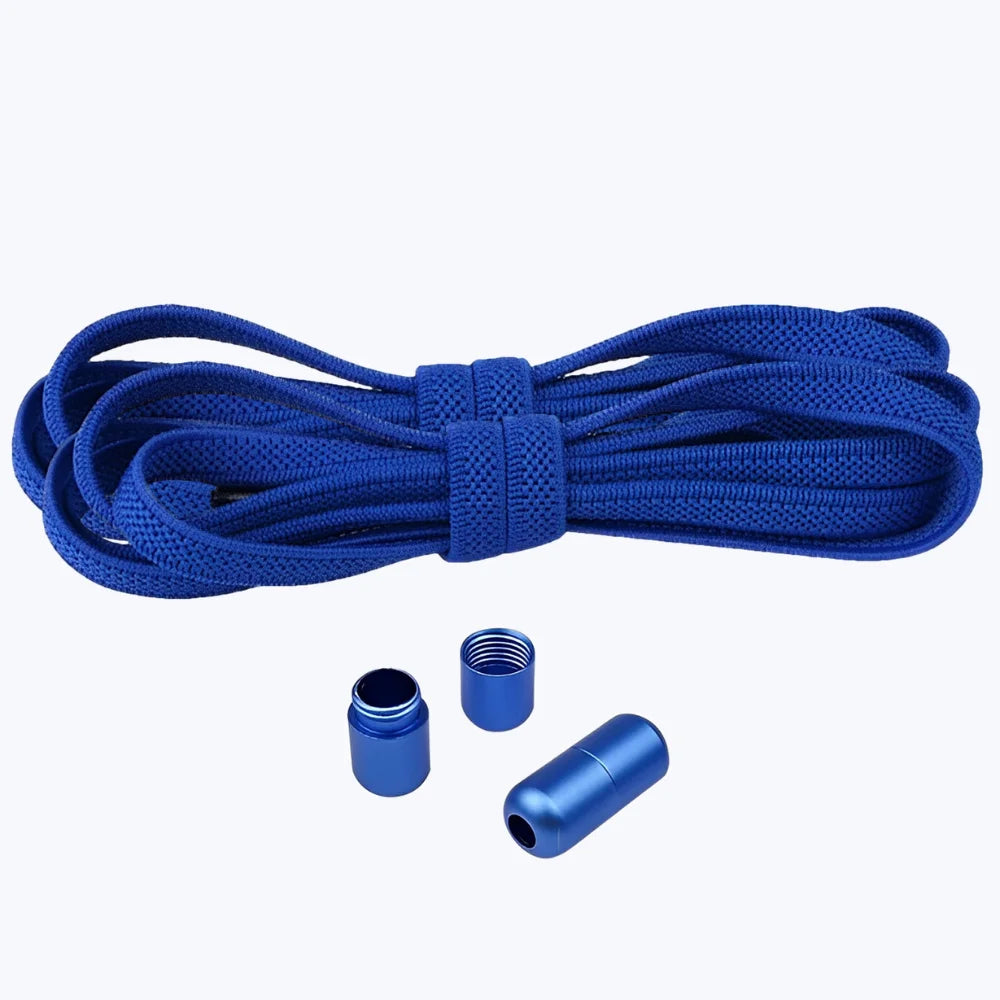 Lacet élastique plat avec embout coloré à visser bleu