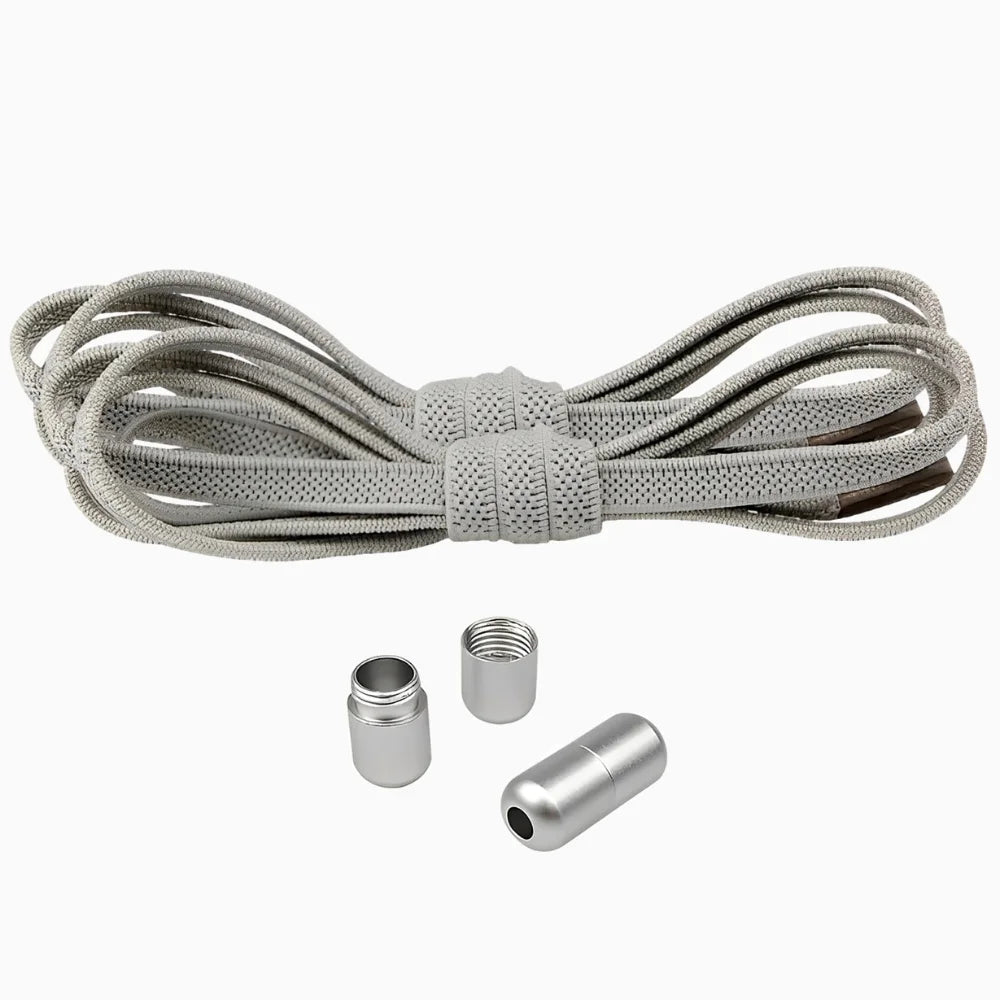 Lacet élastique plat avec embout coloré à visser gris