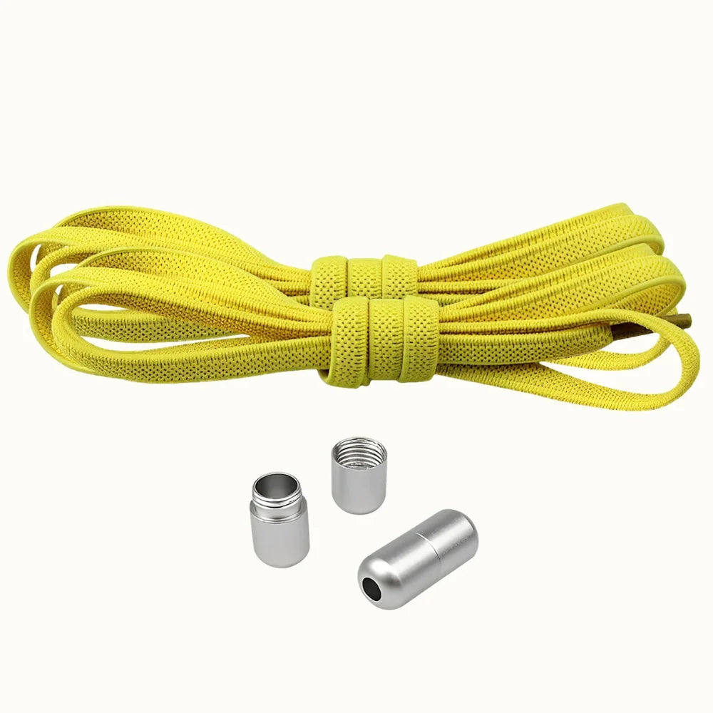 Lacet élastique plat avec embout coloré à visser jaune