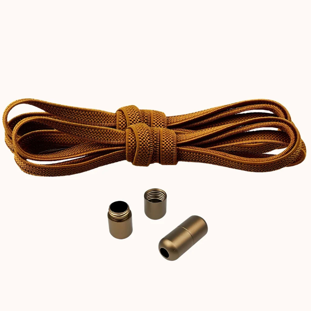 Lacet élastique plat avec embout coloré à visser marron