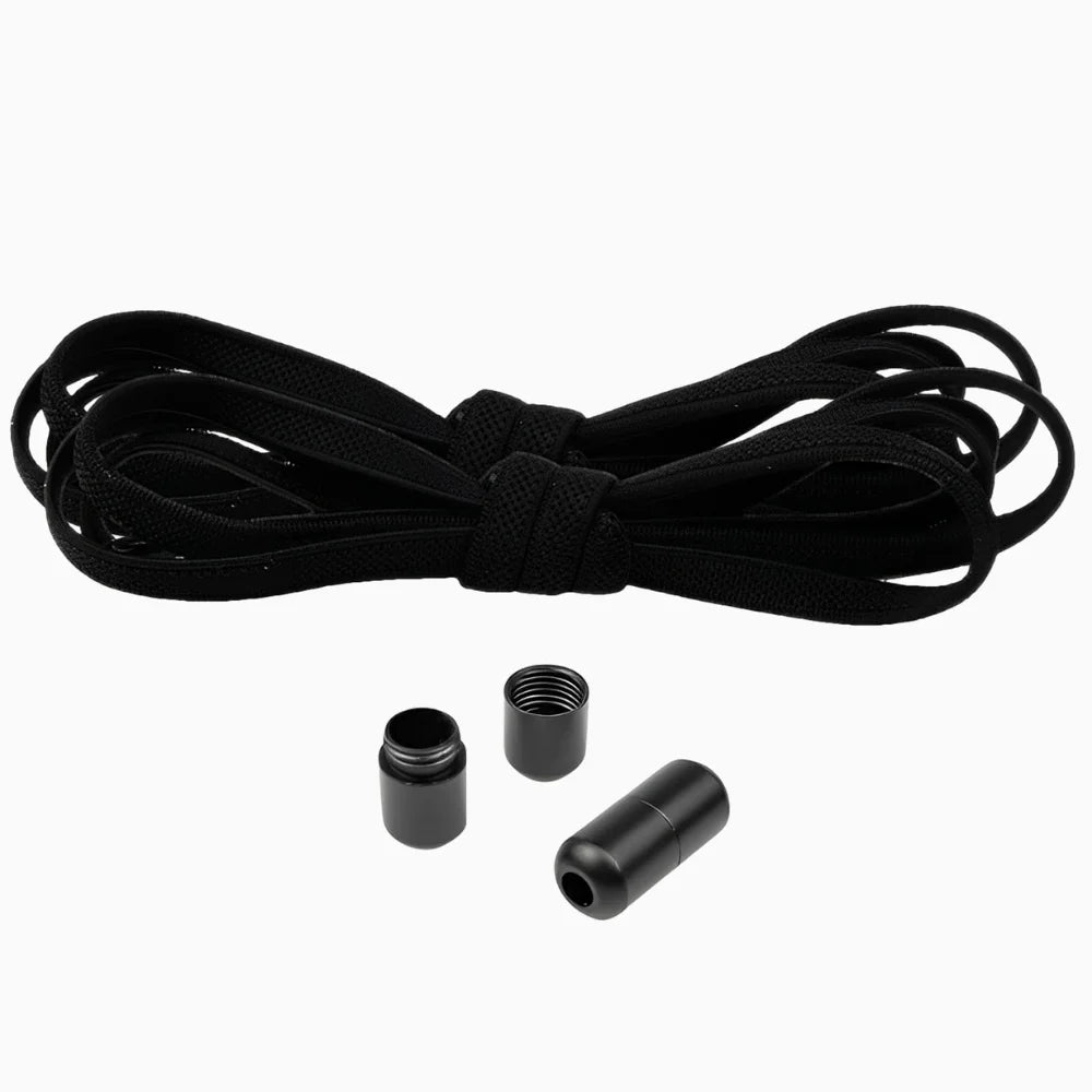 Lacet élastique plat avec embout coloré à visser noir