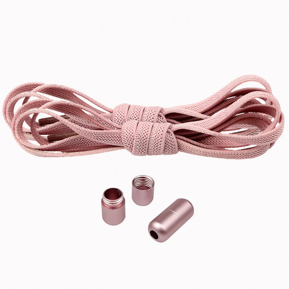 Lacet élastique plat avec embout coloré à visser rose