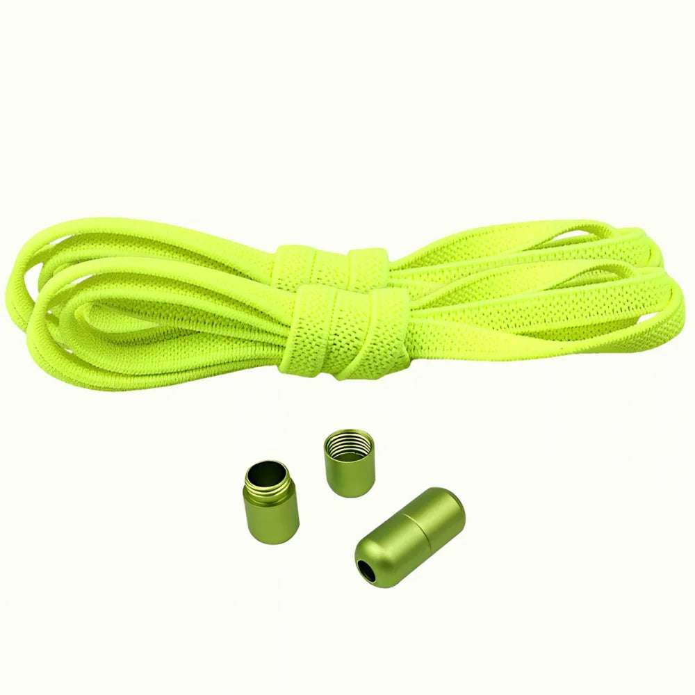Lacet élastique plat avec embout coloré à visser vert fluo