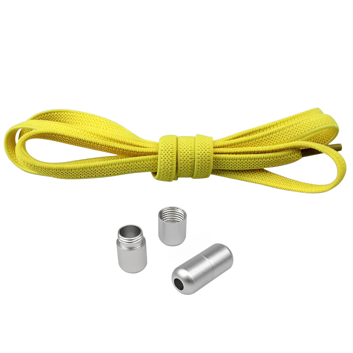 lacet élastique plat jaune embout en métal coloré