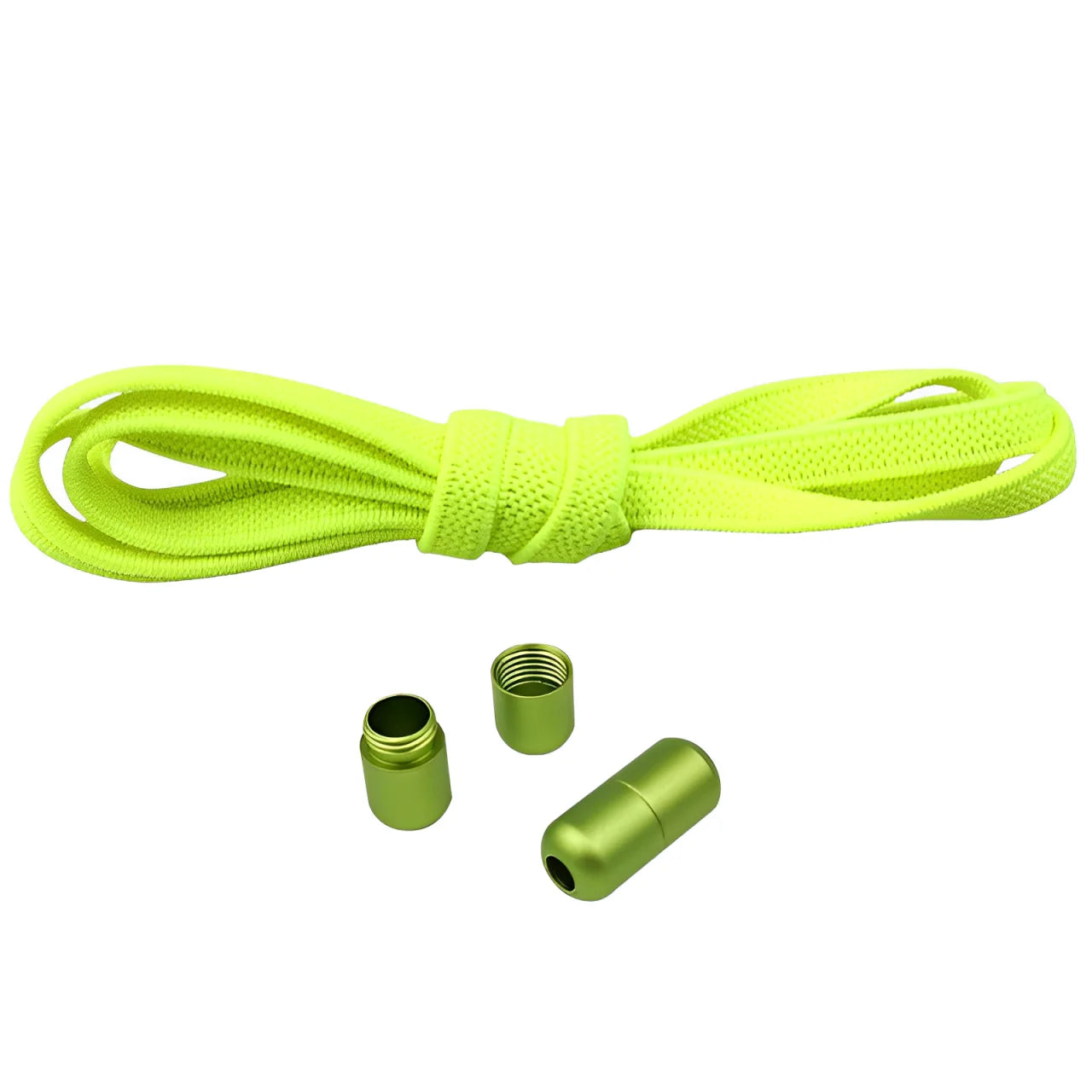 lacet élastique plat vert fluo embout en métal coloré