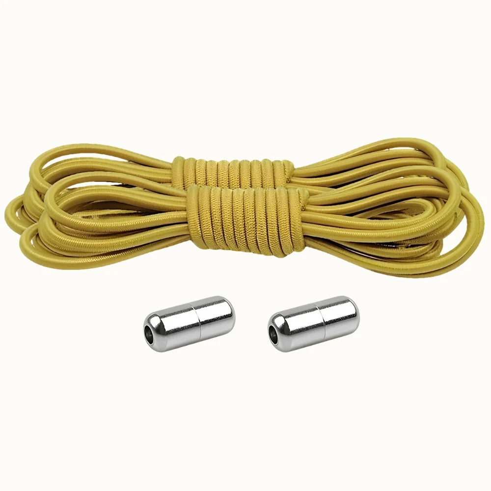 Lacet élastique rond avec embout à visser jaune