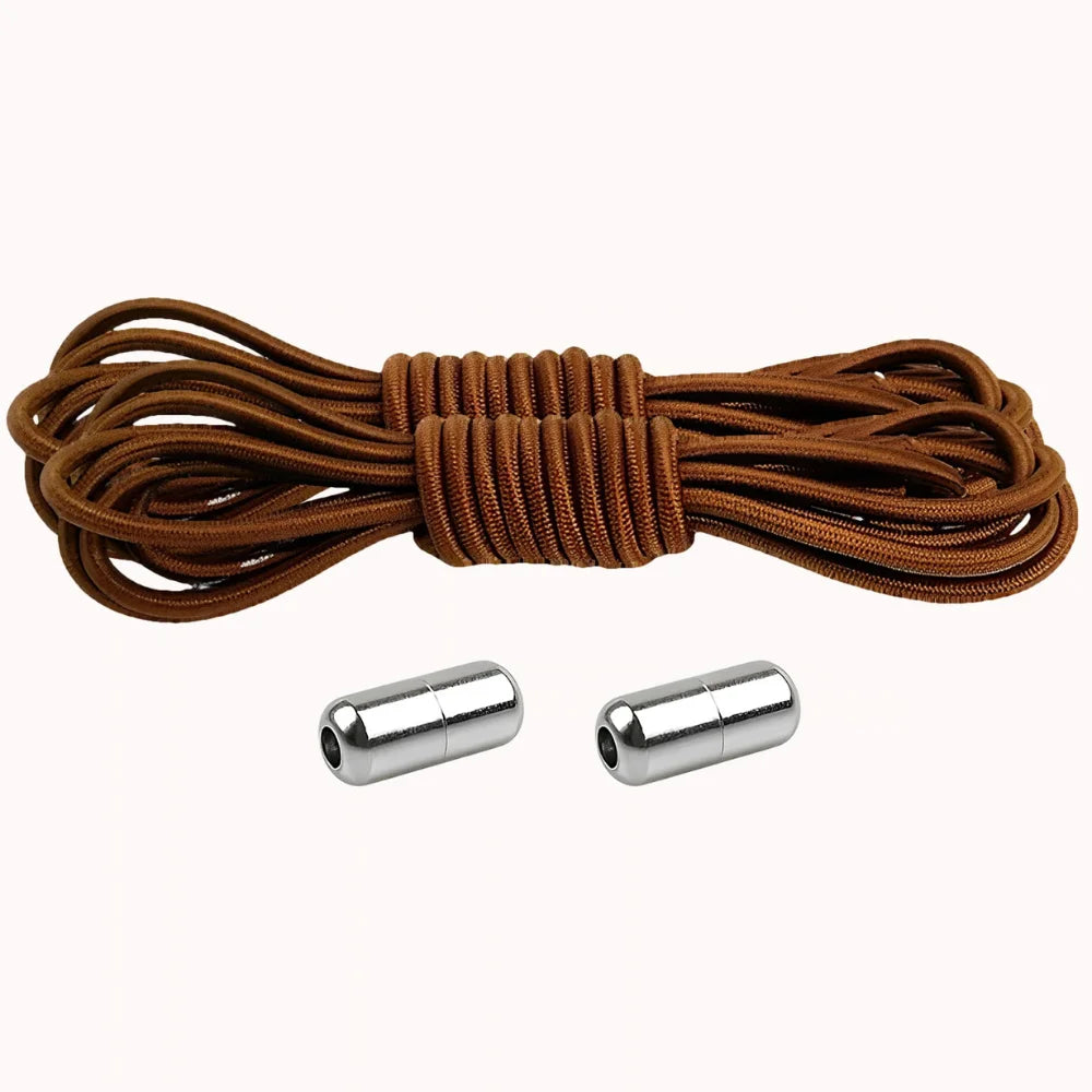Lacet élastique rond avec embout à visser marron