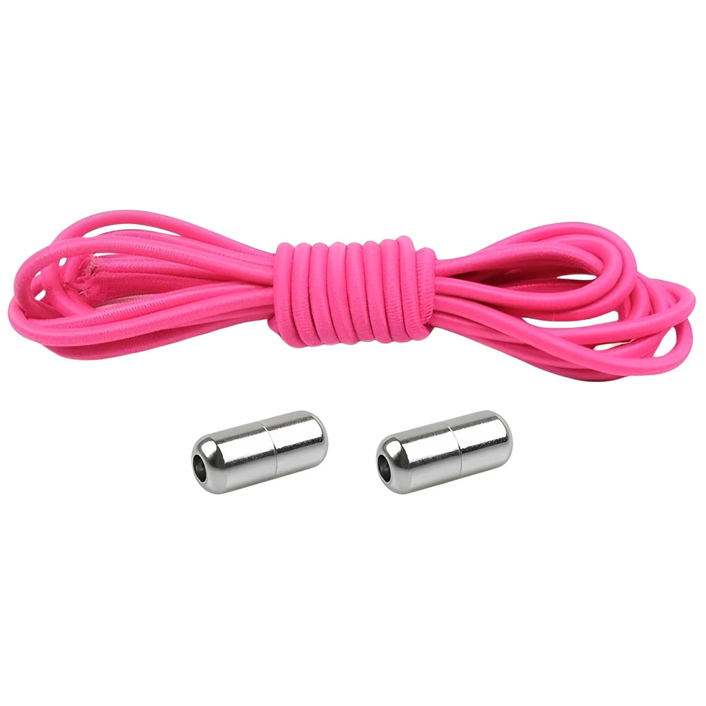 lacet élastique rond rose embout en métal