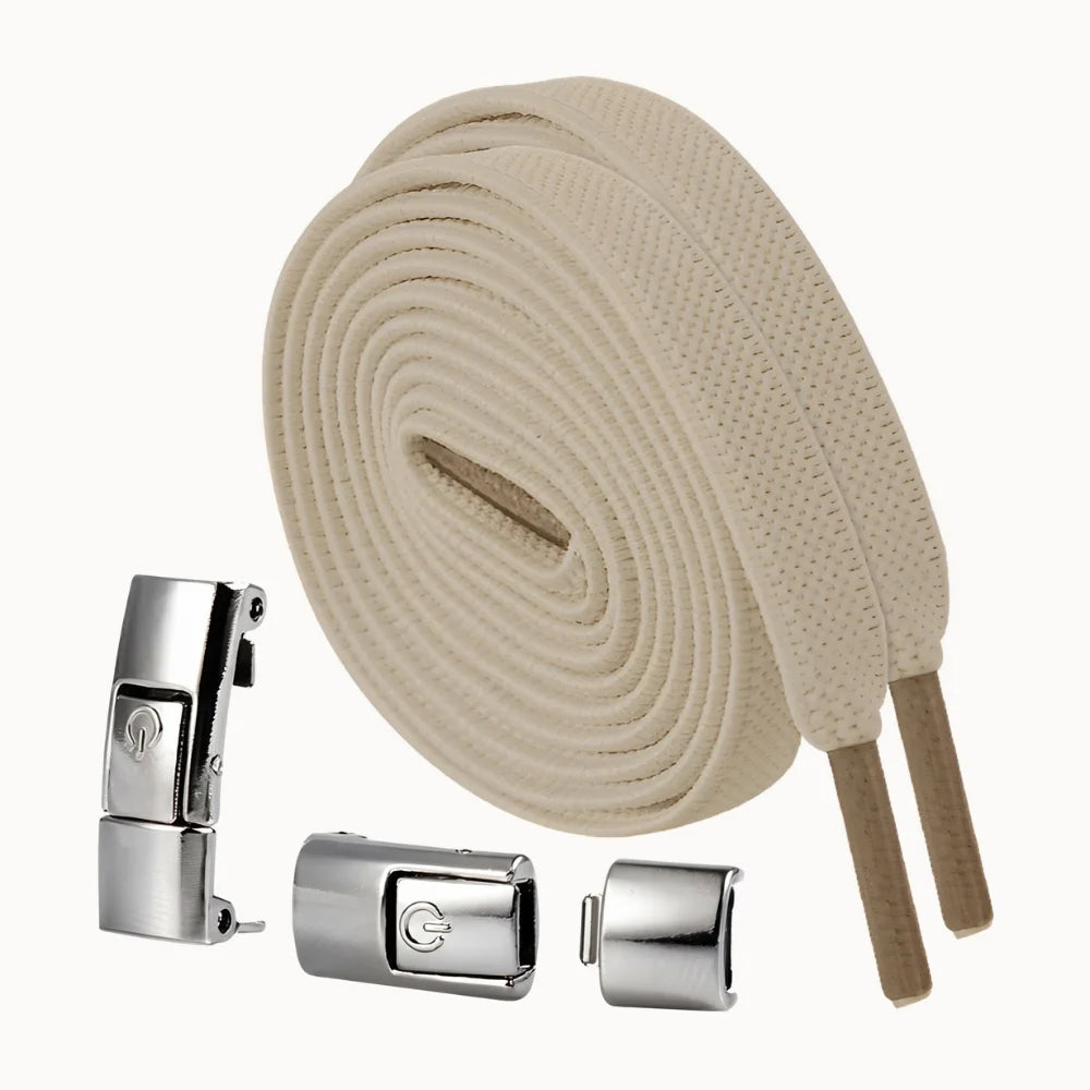 Lacet élastique sans nœud à clipser beige