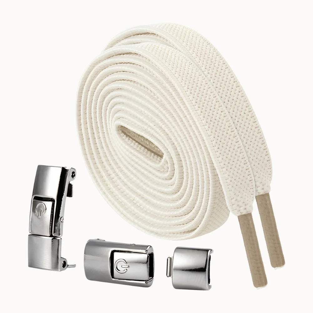 Lacet élastique sans nœud à clipser blanc cassé