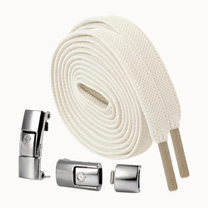 Lacet élastique sans nœud à clipser blanc cassé