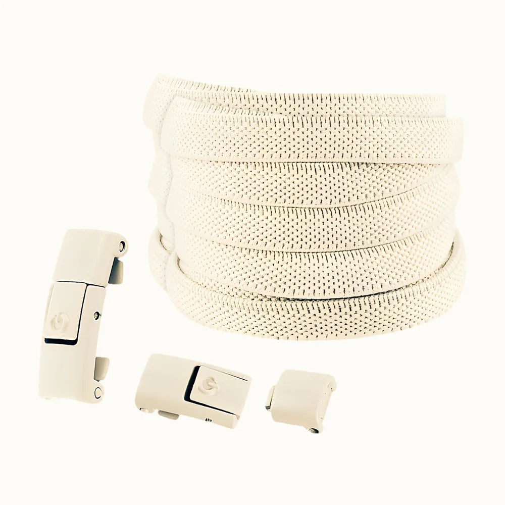 Lacet élastique sans nœud à clipser coloré blanc cassé
