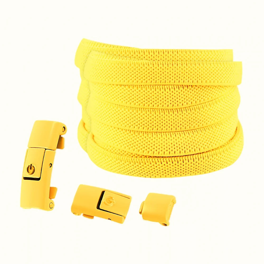 Lacet élastique sans nœud à clipser coloré jaune