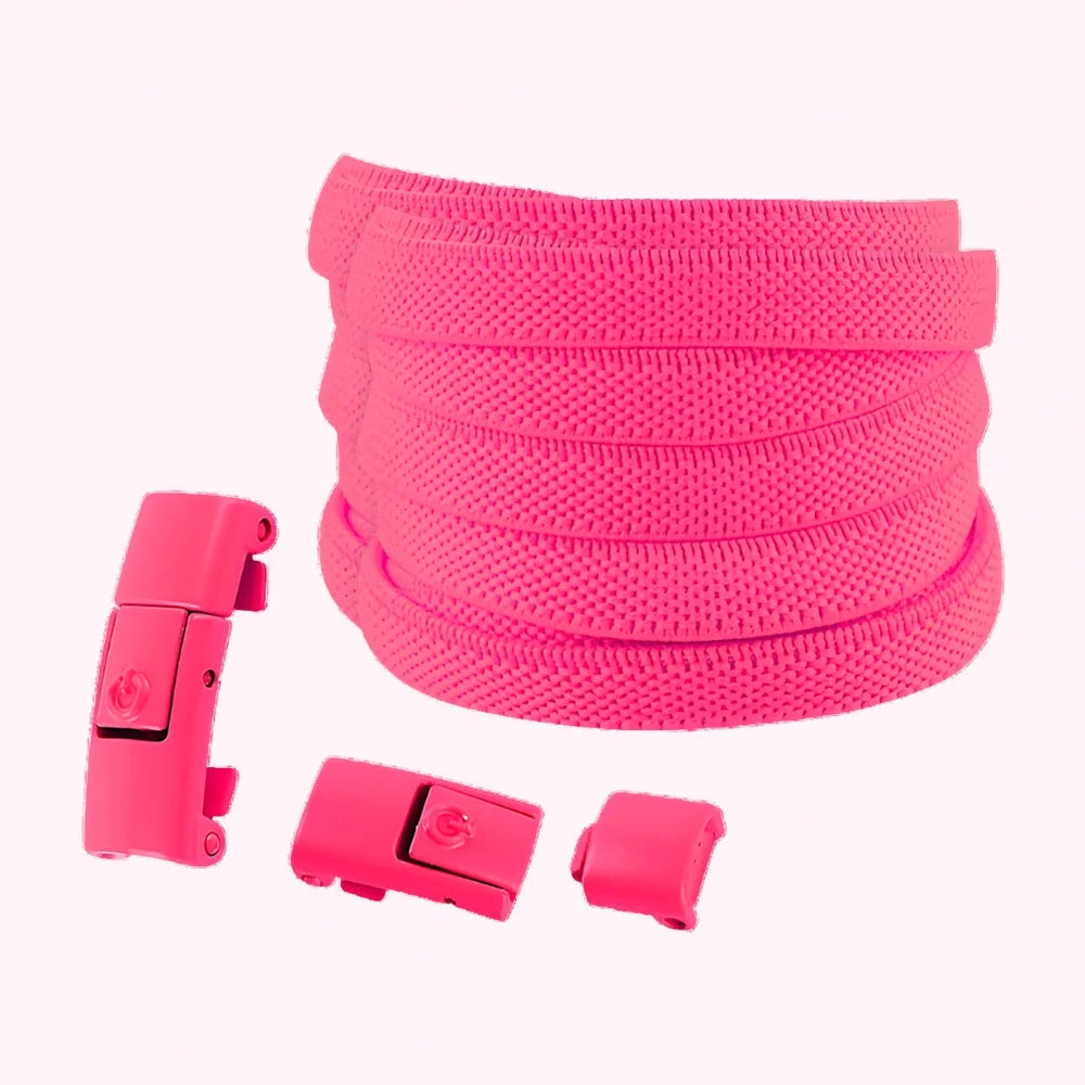 Lacet élastique sans nœud à clipser coloré rose fluo