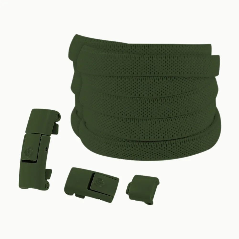 Lacet élastique sans nœud à clipser coloré vert armée