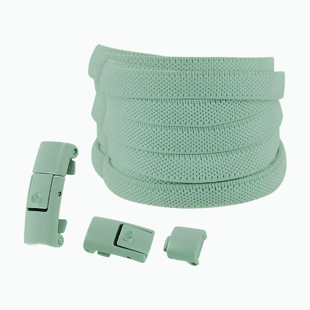 Lacet élastique sans nœud à clipser coloré vert sauge