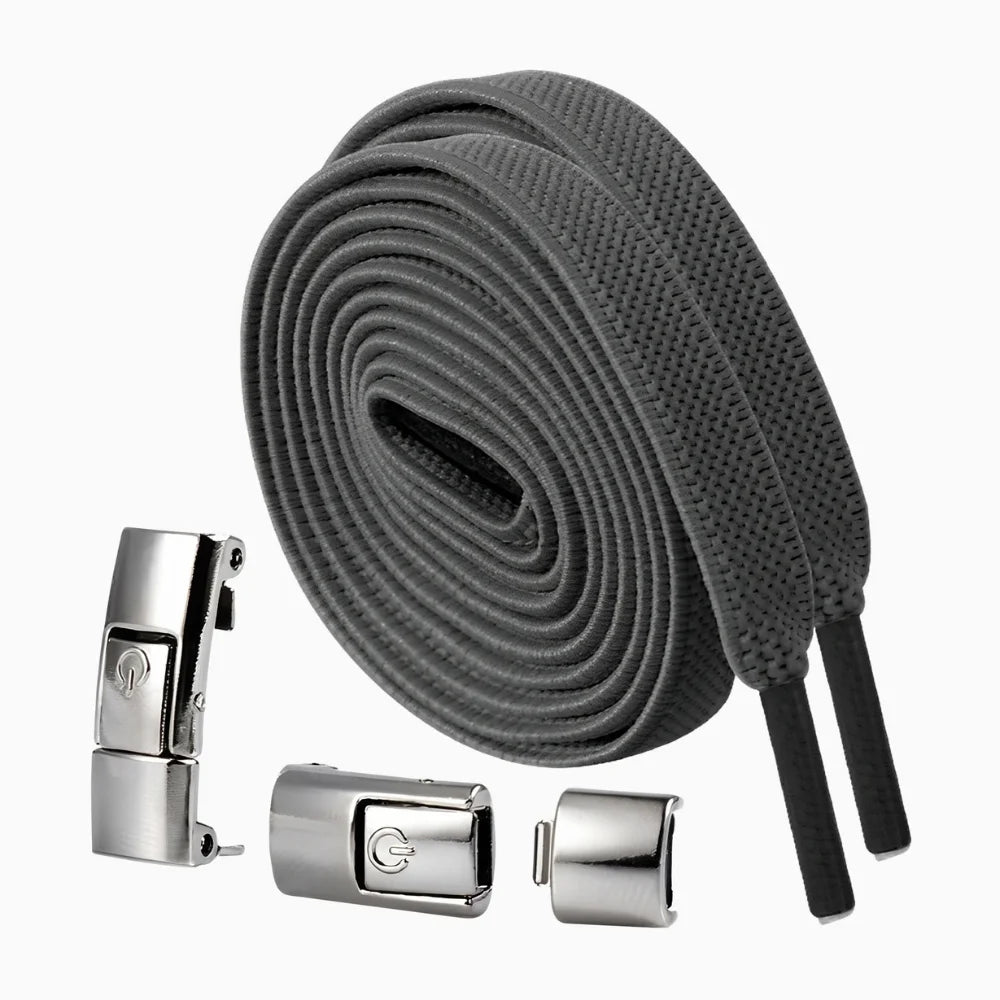 Lacet élastique sans nœud à clipser gris foncé