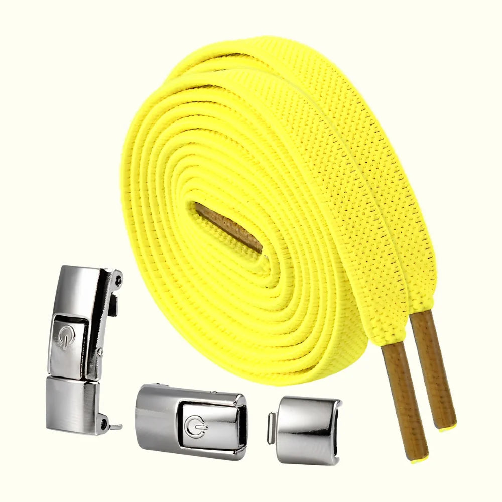 Lacet élastique sans nœud à clipser jaune fluo