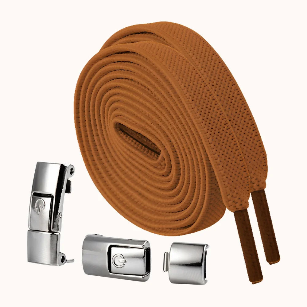 Lacet élastique sans nœud à clipser marron